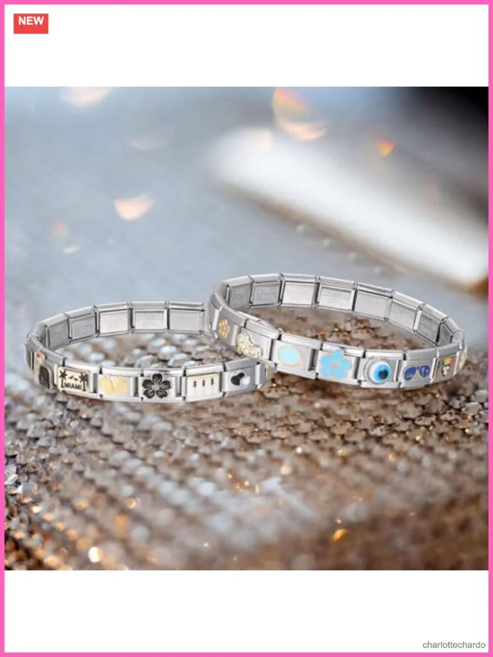 10pc Italian Style Charms Stainless Steel Enameled 9mm Modular Bracelet DIY